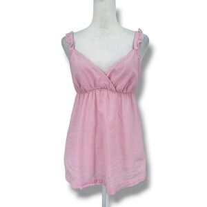 GapBody Pink Stripe Babydoll Cami Top S Cotton Empire Waist Coquette Y2K Cottage